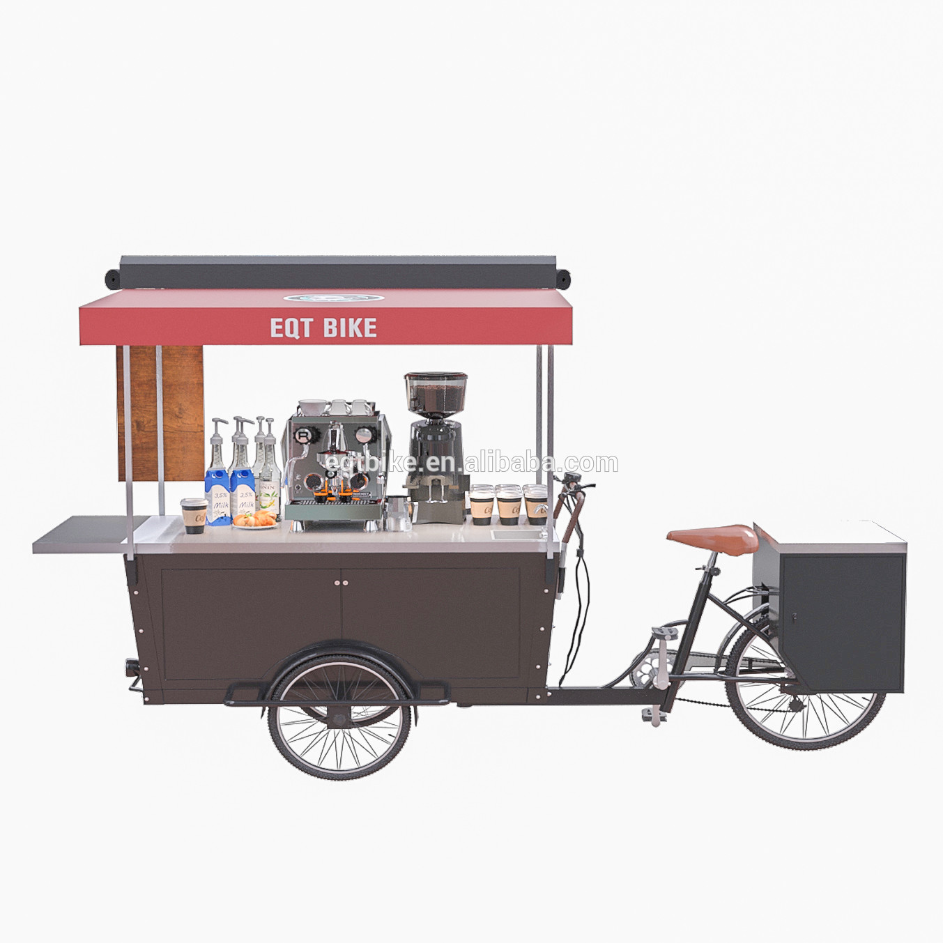 Carro del café de la calle del cargo del triciclo del freno de disco 30km/H 300KG