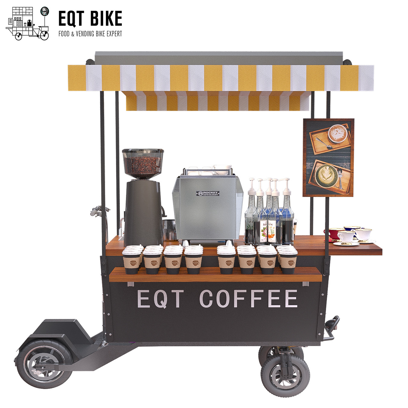 Carro móvil del café de la vespa multifuncional de EQT para el negocio de la calle